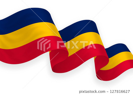 Chad national flag waving on white background 127816627