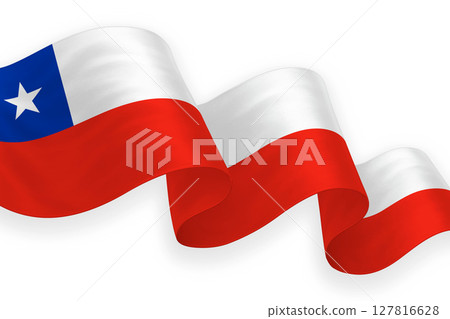 Chile national flag waving on white background Chile national flag waving on white background 127816628
