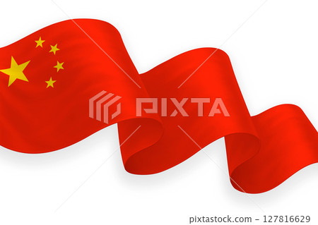 China national flag waving on white background China national flag waving on white background 127816629