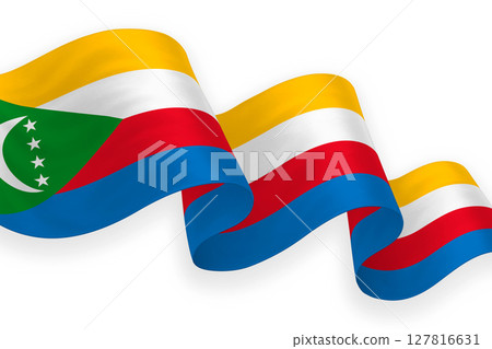 Comoros national flag waving on white background 127816631