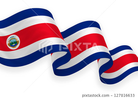 Costa Rica national flag waving on white background 127816633