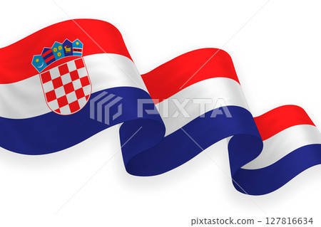 Croatia national flag waving on white background 127816634