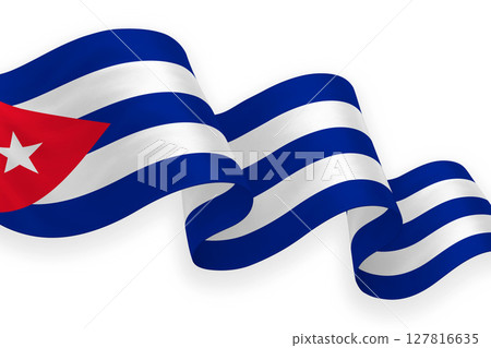 Cuba national flag waving on white background 127816635