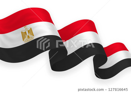 Egypt national flag waving on white background 127816645