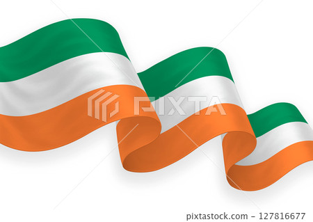Ireland national flag waving on white background 127816677