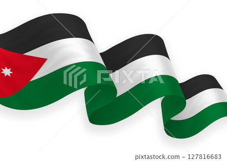 Jordan national flag waving on white background 127816683
