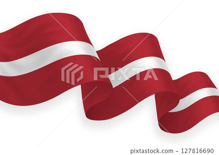 Latvia national flag waving on white background 127816690