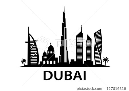 Modern Dubai skyline with skyscrapers and iconic architecture Modern Dubai skyline with skyscrapers and iconic architecture 127816816