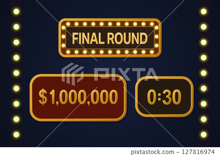 Vintage final round game show screen with prize and timer Vintage final round game show screen with prize and timer 127816974