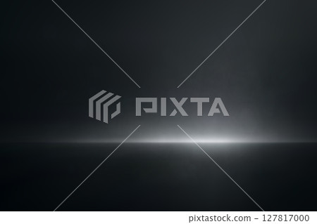 Black horizon with sharp linear silver light beam Black horizon with sharp linear silver light beam 127817000