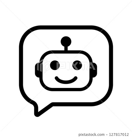 Chatbot icon with speech bubble and smiling robot face Chatbot icon with speech bubble and smiling robot face 127817012