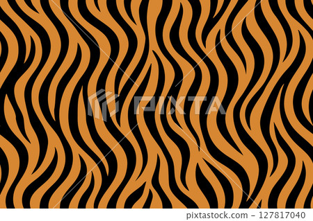 Seamless vertical tiger stripe fur pattern design 127817040