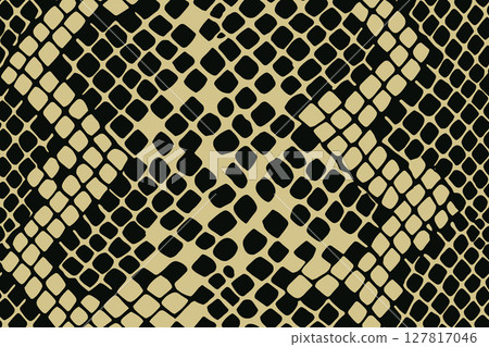 Seamless snake skin pattern with black scales on beige background Seamless snake skin pattern with black scales on beige background 127817046