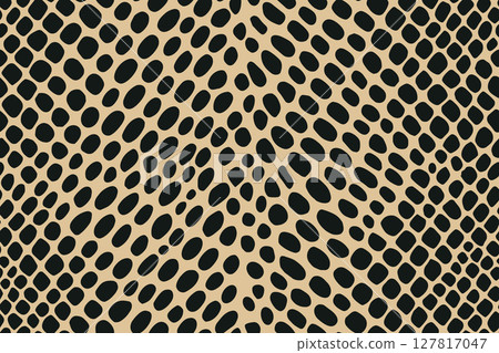 Seamless snake skin pattern featuring small oval black scales on beige color background. Seamless snake skin pattern featuring small oval black scales on beige color background. 127817047