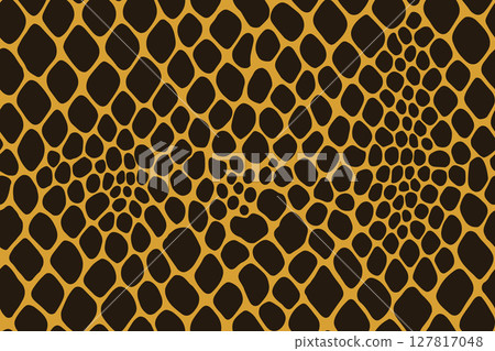 Seamless python skin pattern with large black scales on orange background Seamless python skin pattern with large black scales on orange background 127817048