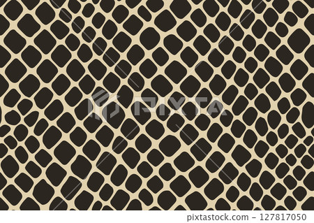 Seamless snake skin pattern with regular black scales on beige background Seamless snake skin pattern with regular black scales on beige background 127817050