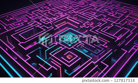 Illuminated Maze of Abstract Geometry and Light Illuminated Maze of Abstract Geometry and Light 127817318