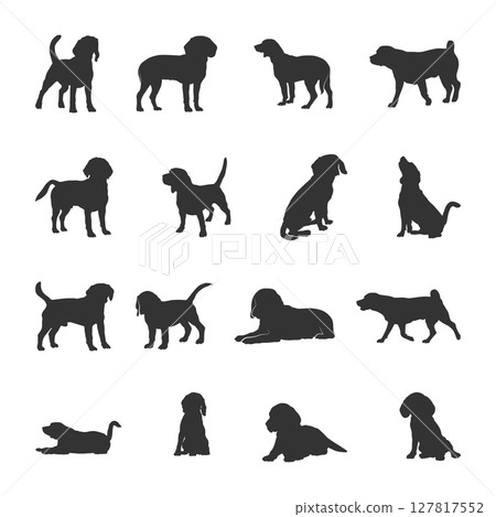 Beagle dog silhouettes, Beagle silhouette, Beagle SVG 127817552