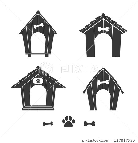 Dog house silhouettes, Dog house vector. 127817559