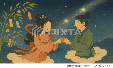 Orihime and Hikoboshi Tanabata 127817563