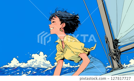 Young woman on a yacht 127817727