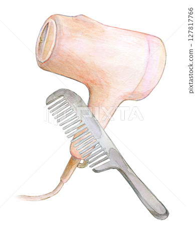 水彩插圖 手繪插圖 吹風機 127817766