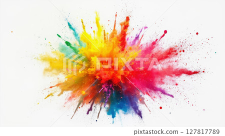 A burst of colorful paint splatters fills the air, showcasing a blend of vibrant hues. A burst of colorful paint splatters fills the air, showcasing a blend of vibrant hues. 127817789