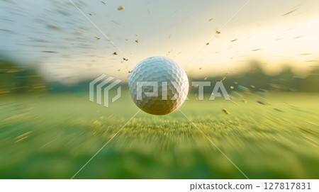 高爾夫球在球道上飛馳 127817831