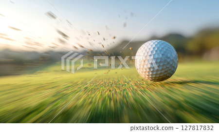 高爾夫球在球道上飛馳 127817832
