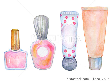 水彩插畫、手繪插畫、化妝品 127817896