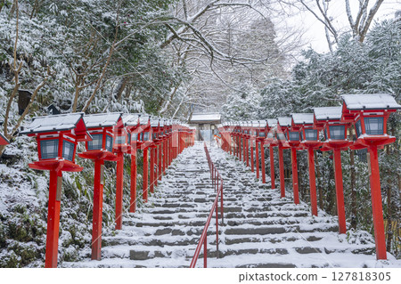 京都的冬天：貴船神社：春日燈籠林立的美麗參拜道 127818305