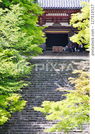 京都高尾神護寺的莊嚴景象:正殿與石階 京都高尾神護寺的莊嚴景象:正殿與石階 127818527