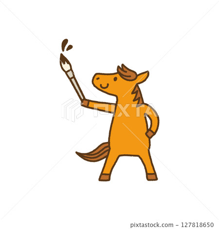 2026, Reiwa 8, Year of the Horse, New Year's greeting, Brush, Calligraphy, Horse, Character illustration 127818650