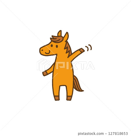 2026, Reiwa 8, Year of the Horse, New Year, Waving, Horse, Character Illustration 127818653