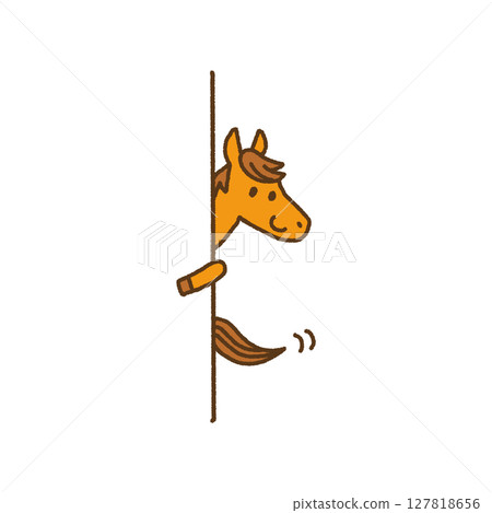 2026, Reiwa 8, Year of the Horse, New Year's greeting, Horse peeking through the wall, Character illustration 2026, Reiwa 8, Year of the Horse, New Year's greeting, Horse peeking through the wall, Character illustration 127818656