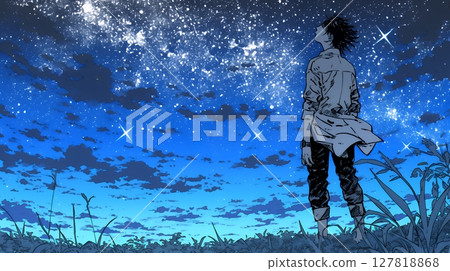年輕女子凝視星空 127818868