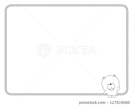 微笑的鬆獅犬舉起手框 127819080