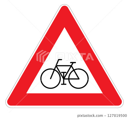 bicycles and mopeds traffic sign triangle in illustrator bicycles and mopeds traffic sign triangle in illustrator 127819500