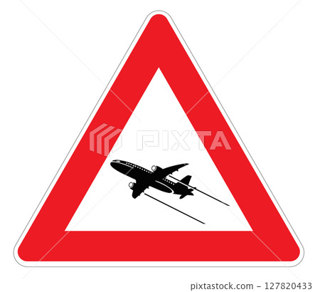 Airplane traffic sign triangle in illustrator Airplane traffic sign triangle in illustrator 127820433