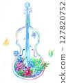 Violin and plant butterfly hand-drawn 127820752