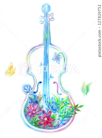 Violin and plant butterfly hand-drawn Violin and plant butterfly hand-drawn 127820752