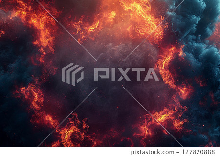 燃燒的火焰和黑煙的背景 燃燒的火焰和黑煙的背景 127820888