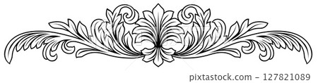 Filigree Crest Heraldic Floral Pattern Divider 127821089