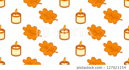 Seamless Candle Leaf Pattern Design Seamless Candle Leaf Pattern Design 127821154