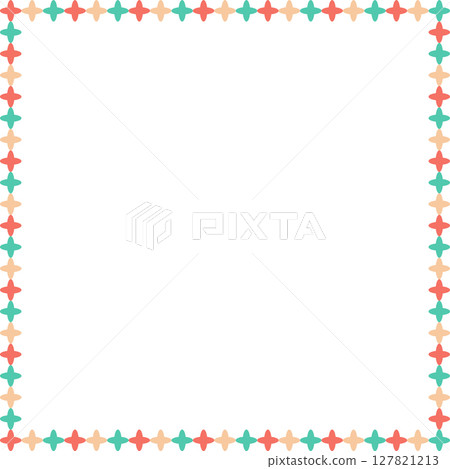 Doodle frame with colorful elements. Trendy graphic template. Cute empty frame box Doodle frame with colorful elements. Trendy graphic template. Cute empty frame box 127821213