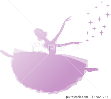 Ballerina dancing ballet, silhouette of a light purple gradient Ballerina dancing ballet, silhouette of a light purple gradient 127821284