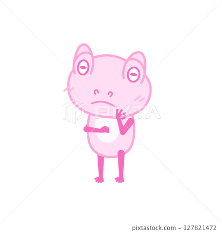 青蛙插畫(桃子、思考) 青蛙插畫(桃子、思考) 127821472
