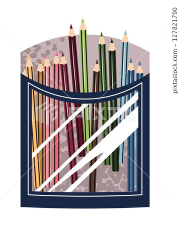 Flat Design Colored Pencils in Box on White Background. Vibrant Artist Set for Drawing, School Projects, and Coloring. Perfect for Stationery Branding, Art Supplies Packaging, and Creative Content. Flat Design Colored Pencils in Box on White Background. Vibrant Artist Set for Drawing, School Projects, and Coloring. Perfect for Stationery Branding, Art Supplies Packaging, and Creative Content. 127821790