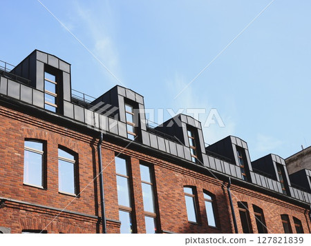 Modern Urban Architecture features an Industrial Charm, blending design with functionality 127821839