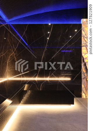 An Elegant Modern Space Featuring Dynamic Lighting and Various Beautiful Textured Surfaces 127821909